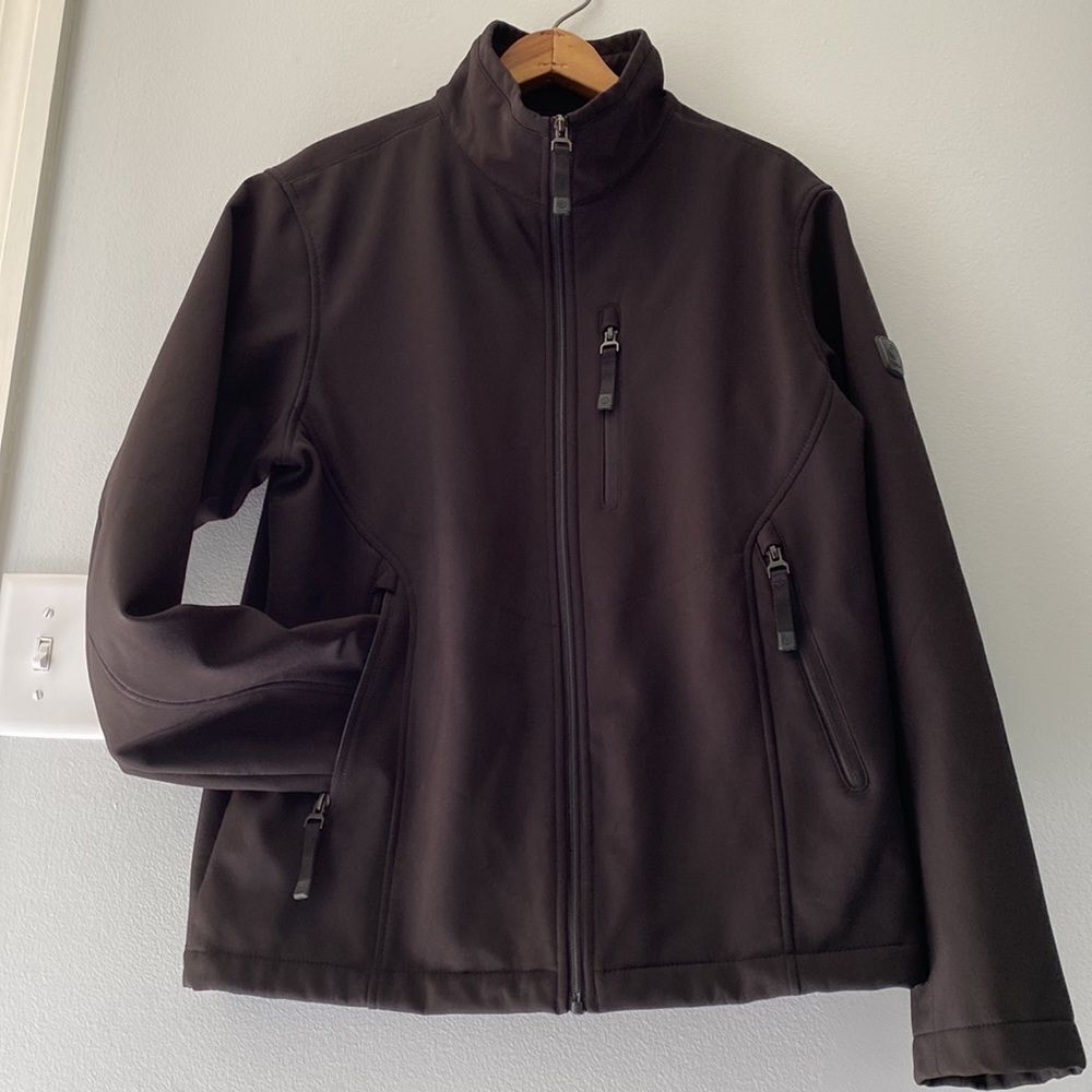 TUMI T-Tech fleece lined mid weight soft shell full zip pockets collared small